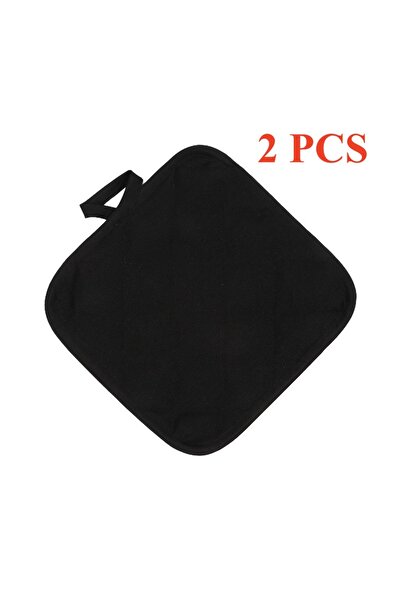 Choice قفازات مطبخ سوداء مقاومة للحرارة (قطعتان) - قطعتان من القطن، مانعة للا...