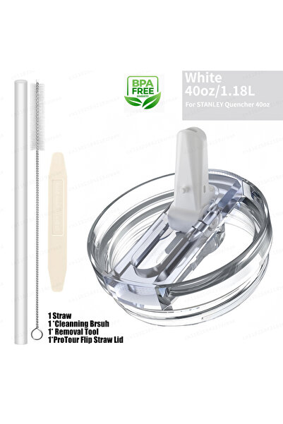 Choice غطاء بديل أبيض مانع للتسرب بسعة 40 أونصة، مزود بماصة قابلة للطي، مناسب...