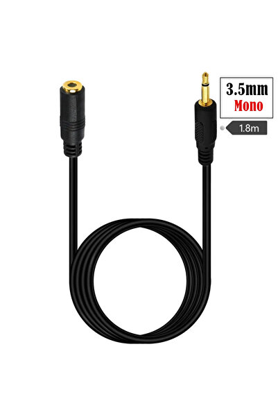 BSN 1.8m black Gold-plated 3.5mm mono extension cable 3.5mm 1/8 "TS mini audio jack male and female copp