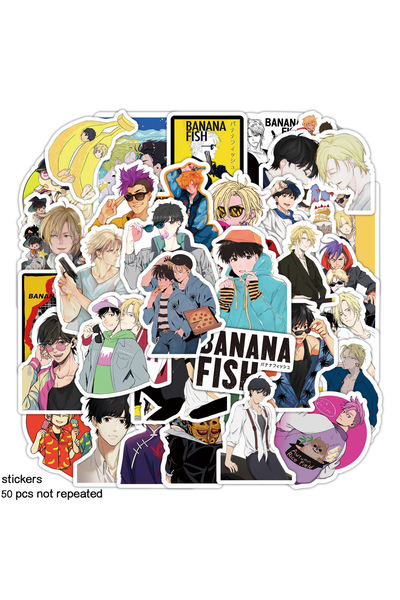 Choice ٥٠ قطعة من ملصقات جرافيتي على شكل سمكة الموز، مناسبة لزجاجات المياه، و...