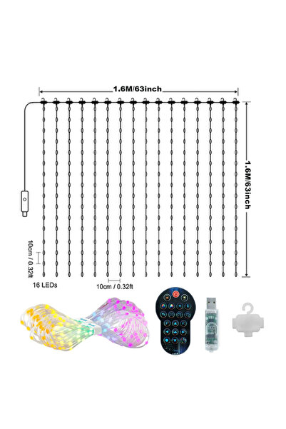 Choice ستارة إضاءة LED ذكية USB 1.6x1.6 متر - 256 مصباح LED، تحكم عبر تطبيق، ...