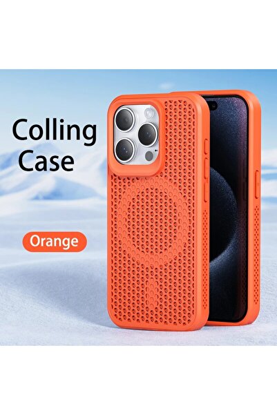 Choice جراب هاتف مغناطيسي ماج سيف برتقالي اللون لتبريد وتبديد الحرارة لهاتف آ...