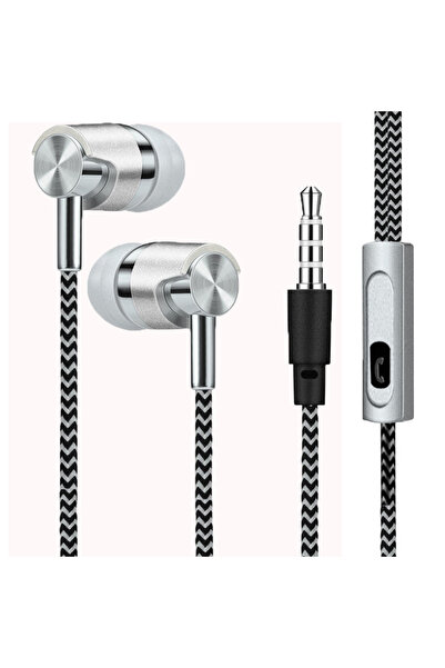 Choice سماعة أذن سلكية جديدة مقاس 3.5 ملم، فضية اللون، داخل الأذن، مزودة بخاص...