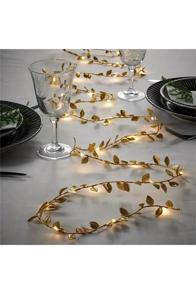 Choice مصباح خرافي ذهبي صغير على شكل أوراق شجر، يعمل بالبطارية، مزود بـ 20 مص...