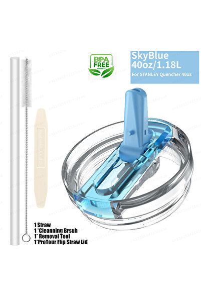 Choice غطاء بديل مانع للتسرب من نوع Sky Blue بسعة 40 أونصة، مزود بماصة قابلة ...