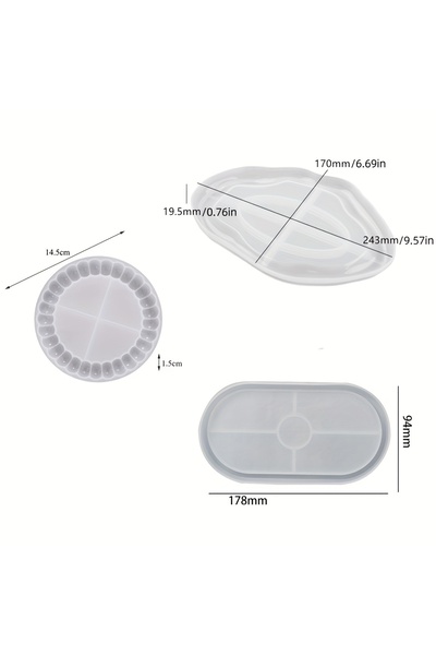 Choice 3pcs molds 3-Piece Silicone Tray Mold Set - DIY Silicone Molds for Plaster, Cement, and Resin Castin