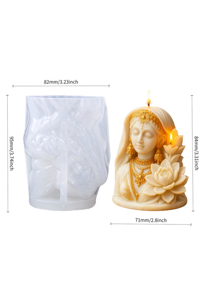 Choice قالب شموع ثلاثي الأبعاد من السيليكون على شكل إلهة اللوتس: مرن، غير لاص...