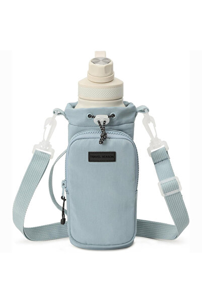 Choice حقيبة زجاجة مياه رياضية خارجية زرقاء اللون مزودة بحزام كتف قابل للتعدي...