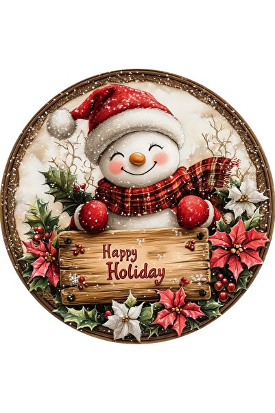 Choice شعار خشبي دائري بني اللون، ثنائي الأبعاد، بتصميم ريفي، مقاس 20×20 سم، بنمط رجل الثلج، مناسب للحانات والمطابخ والمقاهي والمنازل.