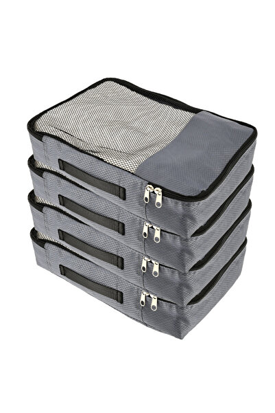 Choice حقيبة تخزين مكعبات التعبئة المضغوطة للسفر، رمادية اللون، 4 قطع، مع حقي...