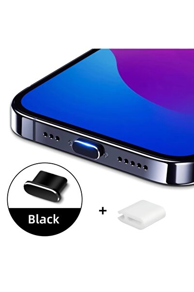 Choice سدادة معدنية سوداء لحماية منفذ الشحن من النوع C لهواتف آيفون 17 برو ما...