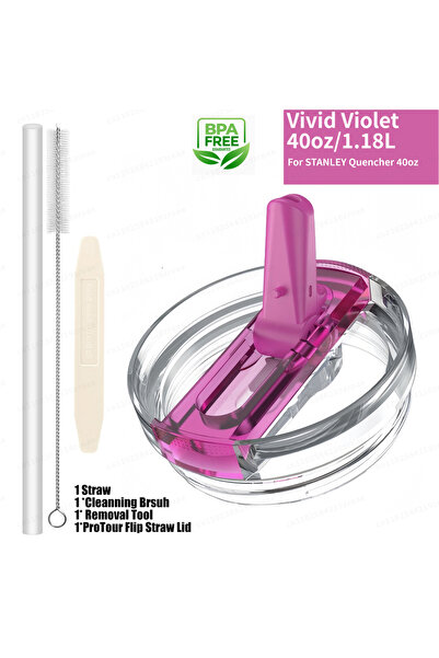 Choice غطاء بديل مانع للتسرب من نوع Vivid Violet سعة 40 أونصة، مزود بماصة قاب...