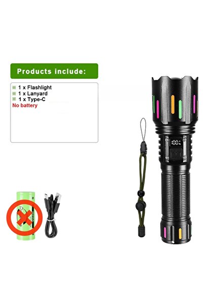 Choice مصباح يدوي LED فائق القوة بقوة 970000000 لومن، بدون بطارية، مدى إضاءة ...