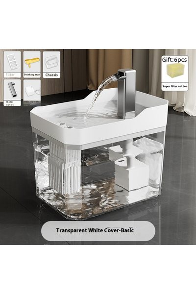 Choice نافورة مياه للقطط بيضاء اللون بسعة 1.5 لتر، مزودة بمنفذ USB، وفلتر تلق...