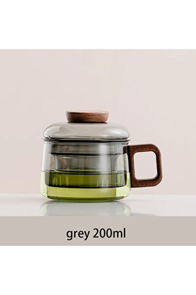 Choice كوب شاي زجاجي رمادي مقاوم للحرارة سعة 200 مل مع فلتر، متعدد الاستخداما...