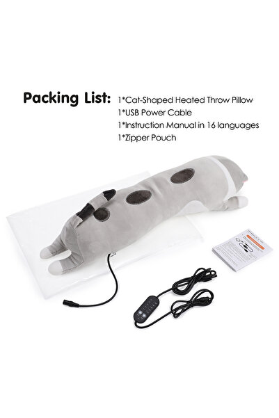 Choice وسادة قطيفة على شكل قطة مدفأة بمنفذ USB رمادية اللون، وسادة رمي لطيفة ...