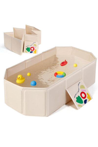 Generic Baby Bathtub Toddler Bathtub with Non-Slip Base Portable Bath Tub for Kids Infant White