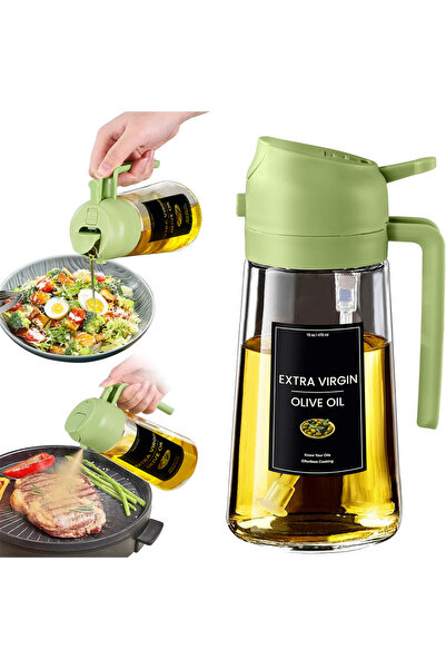 Choice بخاخ زيت أخضر واحد للطبخ، زجاجة موزع زيت زيتون 2 في 1 للمطبخ مع ملصقات...