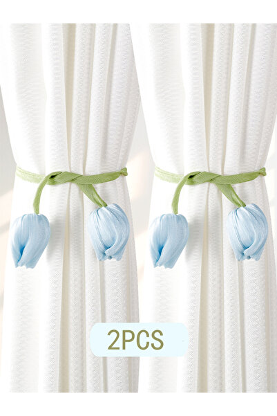 Choice Blue 2PCS Tulip Flower Curtain Tiebacks, Rustic No-Damage Holdbacks fo...