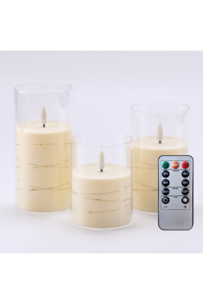 Choice شموع LED شفافة مزخرفة مع سلسلة إضاءة LED تعمل بالبطارية وجهاز تحكم عن ...