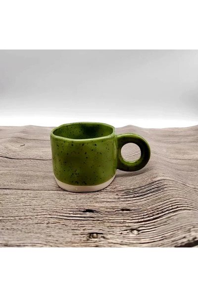 Choice 250ML Green 250ML Ceramic Mugs Creative Ring Handle Korean Style Irreg...