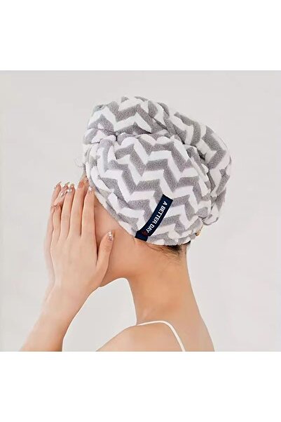 Choice grey Striped Microfiber Hair Dry Towel Quick Drying Absorbent Soft Tou...