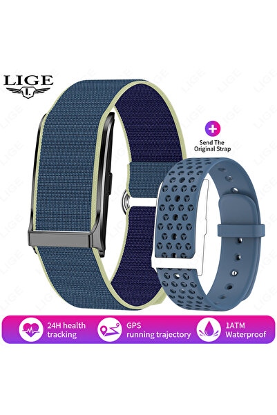 Lige ساعة ذكية زرقاء بدون شاشة، للرجال، رياضية خارجية، مزودة بمراقبة معدل ضرب...