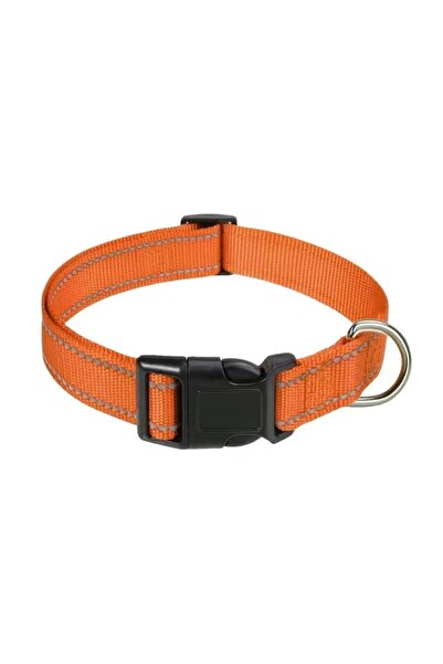 Choice L Orange Dog Collar Reflective Strap With Safety Nylon Pet Collar Adjustable Pet Traction Rope Suita