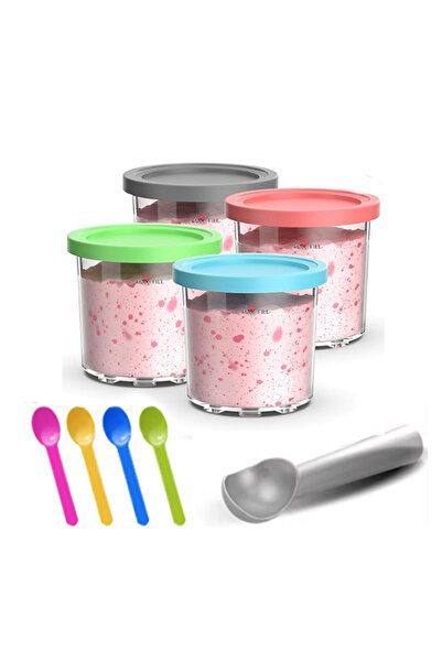 Choice عبوة من 4 قطع بديلة لعلب نينجا، كريمي باينت مع أغطية سعة 16 أونصة، متو...