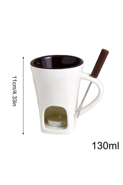 Choice1 White Fondue Mug Set Personal Mini Fondue Pots Cholate Cheese Ice Cre...