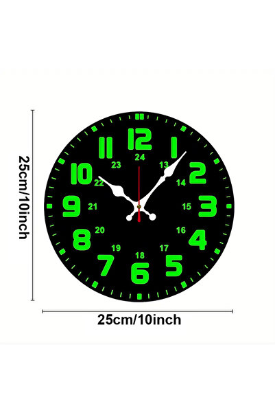 Choice 10 inch GZ-WYT09050006 Green Numbers Wooden Round Silent Hanging Wall Clock, Suitable For Living Roo