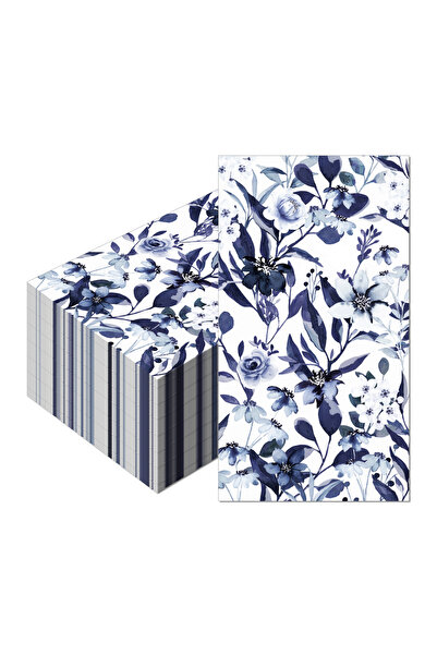Choice CZJ012-20pcs 20pcs Vintage Blue Flowers Paper Napkins Wedding Disposab...