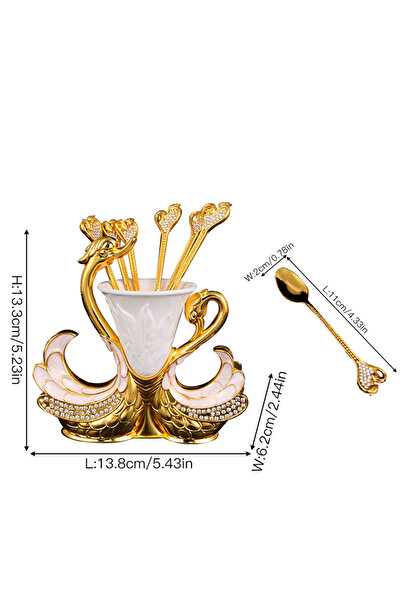 Choice Swan-7 A swan shaped fruit fork and spoon set, a bucket rack 6 spoons or forks, suitable for drinkin