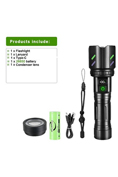 Choice مصباح يدوي فائق القوة 2025 SET-B، مصباح تركيز إشعال مقاوم للماء، مصباح عسكري تكتيكي