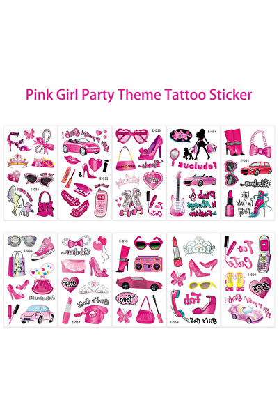 Choice 10pcs Pink Girl 10pcs Pink Denim Pink Girl Waterproof Tattoo Sticker G...