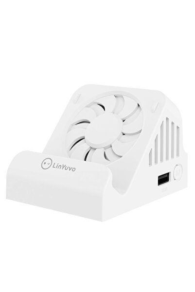 Choice حامل LinYuvo المحمول الأبيض لعرض وشحن أجهزة التلفزيون، مزود بمروحة تبريد، يدعم دقة 4K، ومنفذ HDMI.