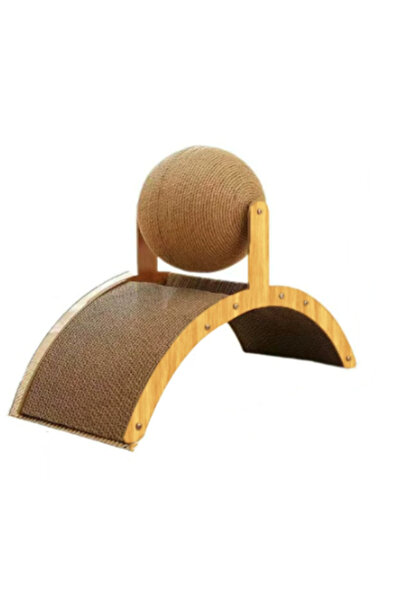 Choice Dark Brown 2-in-1 Cat Grinding Paw Toy Scratching Ball Solid Wood Scratcher Sisal Wear-Resistant Cat