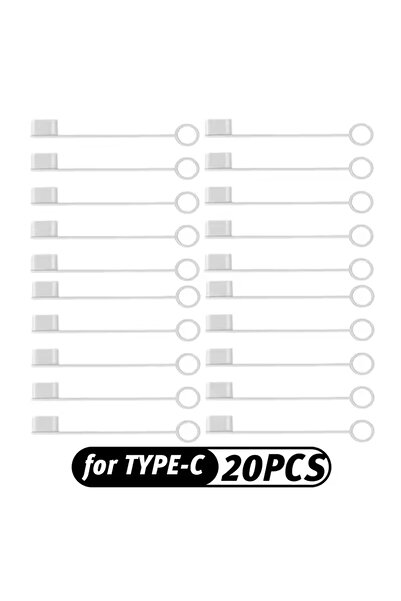Choice 20 حبلًا لمنفذ شحن من النوع C، سدادة غبار شفافة مع حبل، حماية من الغبا...