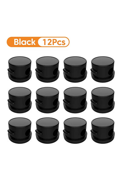 Choice منظم كابلات مغناطيسي أسود قابل للدوران 360 درجة، مكون من 12 قطعة، مشبك كابلات مكتبي، حامل كابلات، حافظ أسلاك، سلك