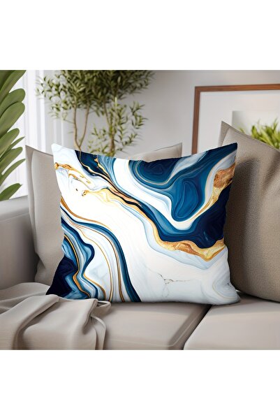 Choice غطاء وسادة رخامي مقاس 45×45 سم (صورة 2) - قطعة واحدة، غطاء وسادة بتصمي...