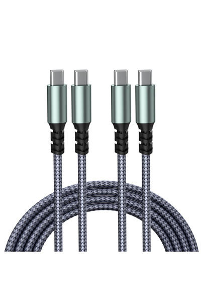 Choice كابل USB-C رمادي بطول 2 متر، قطعتان، 60 واط، قطعة واحدة، 3 قطع، يدعم ا...