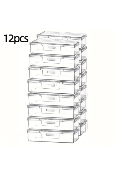 Choice 12G105DZ 12pcs Clear Plastic Storage Boxes with Lids | Multipurpose Organizer Containers for Jewelry