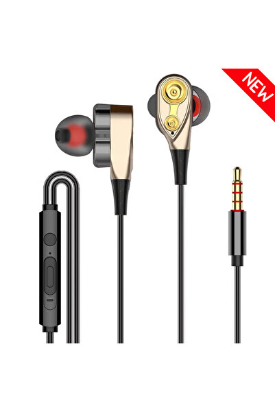 Choice سماعات رأس صفراء (جديدة) مزدوجة الملف المتحرك، مزودة بمنفذ AUX 3.5 ملم...