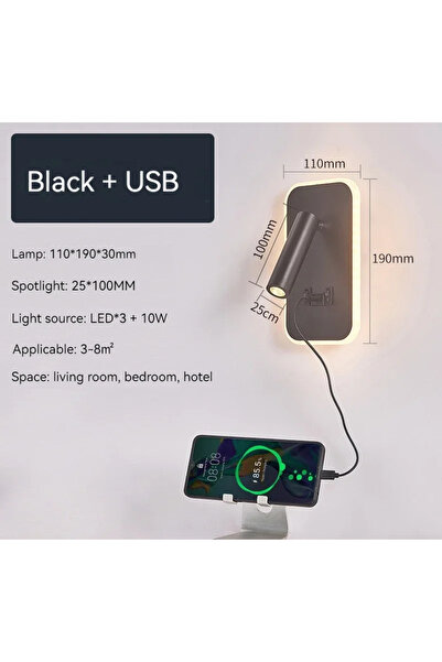 Choice مصباح حائطي أسود أبيض دافئ (2700-3500 كلفن) 100-240 فولت، مصباح حائطي LED، مصباح قراءة مثبت على الحائط