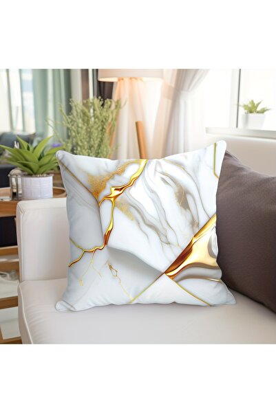 Choice غطاء وسادة رخامي مقاس 45×45 سم (صورة 1) - قطعة واحدة، غطاء وسادة بتصمي...