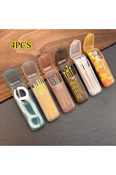 Choice 4pcs Random color 4pcs Mini Portable Storage Boxes,Small Parts Organizer Travel Toothpick, Dental Fl