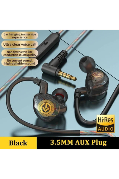 Vikefon سماعة أذن سلكية سوداء 3.5 ملم، مزودة بشريحة رقمية من النوع C، سماعة ر...