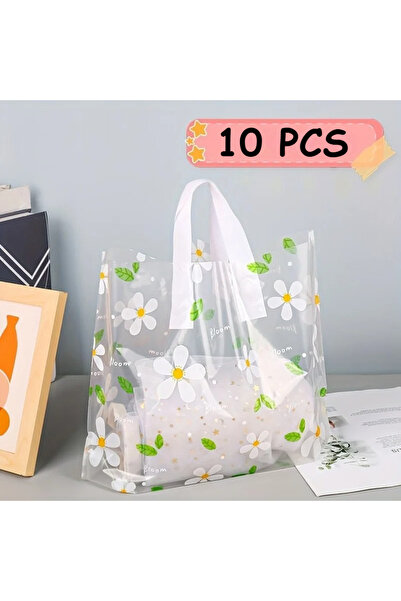 Choice 10PCS 10pcs Daisy Flower Transparent Tote Bag Plastic Gift Bag, Portab...