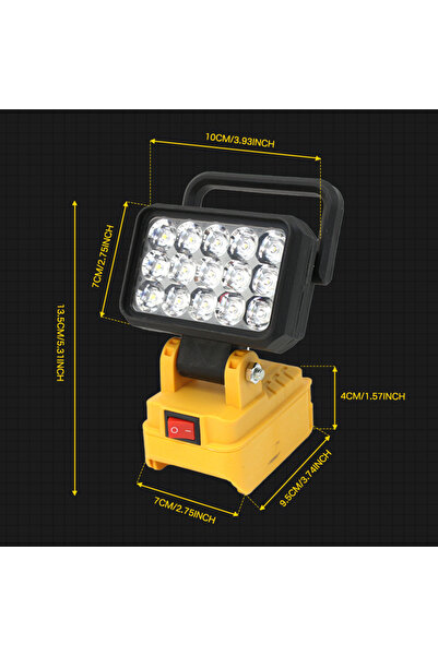 Choice مصباح عمل للسيارة من ديوالت مزود بـ 15 مصباح LED، وبطارية USB، متوافق مع ماكيتا، وديوالت، وبوش.