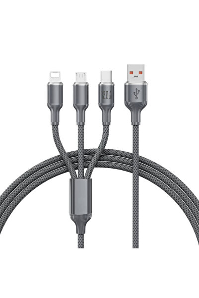 Choice كابل شحن سريع أسود 120 واط 3 في 1، 3 أمبير، لأجهزة iPhone 15، 14، 13، ...